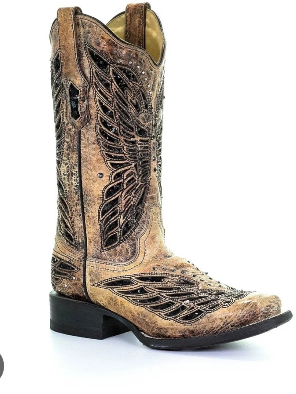 Corral Boots Sz Sz 10 Brown Bling Angel Wings Womens